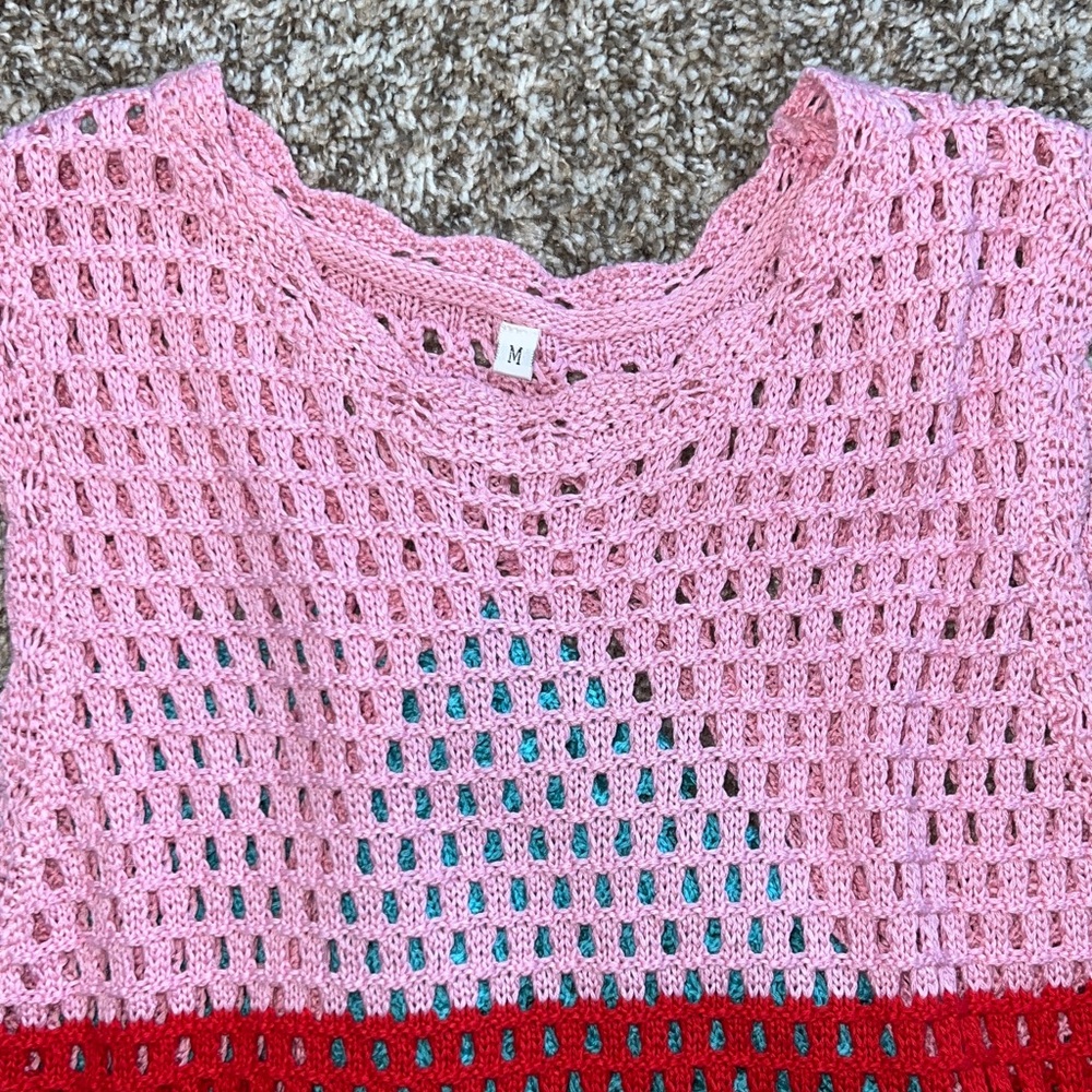 Multicolor Striped Crochet Swim Cover-Up - Picture 7 of 7